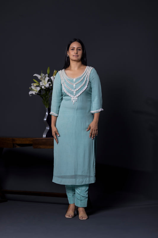 Sage Green kurta Pants and Dupatta