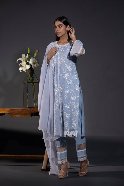 Pure Chanderi Kurta Pants and Dupatta