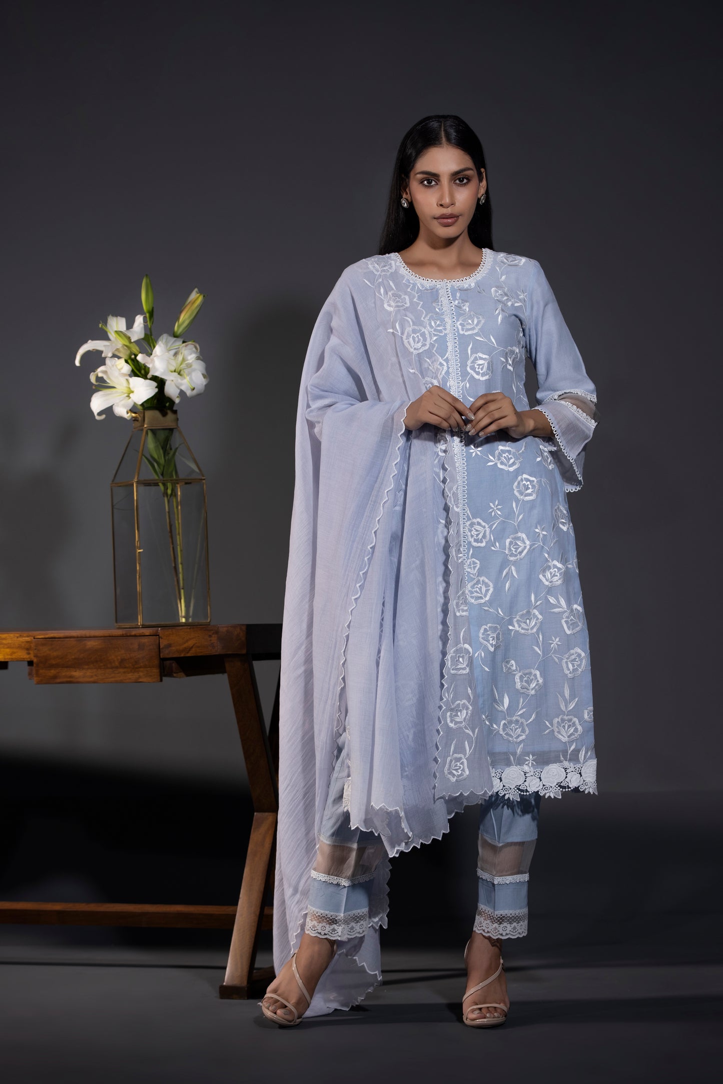 Pure Chanderi Kurta Pants and Dupatta