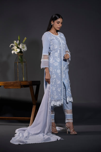 Pure Chanderi Kurta Pants and Dupatta