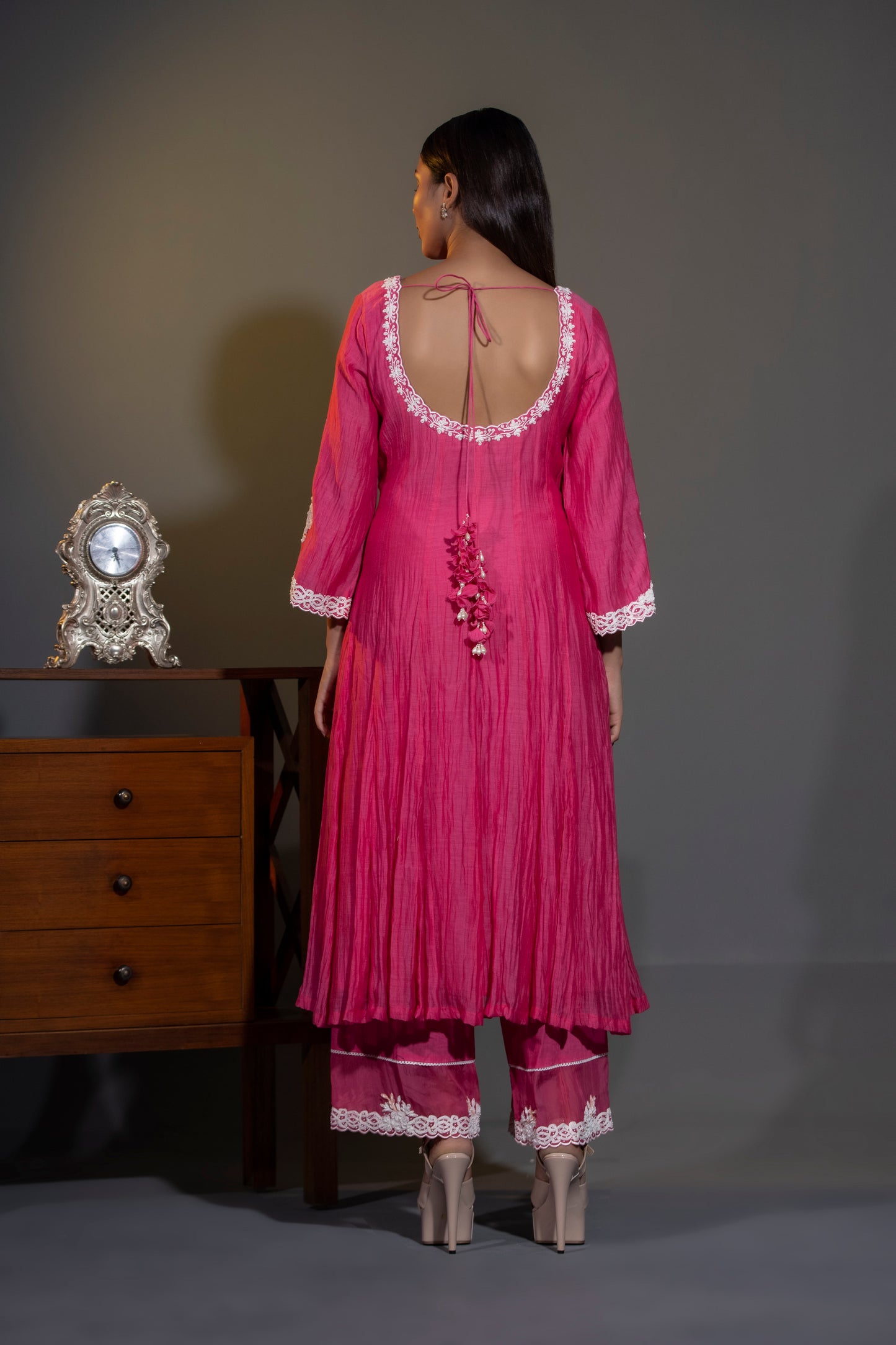 Gulaabi pinks Anarkali with Pants and Dupatta