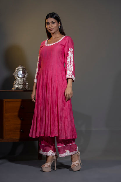 Gulaabi pinks Anarkali with Pants and Dupatta