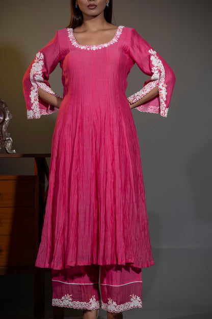 Gulaabi pinks Anarkali with Pants and Dupatta