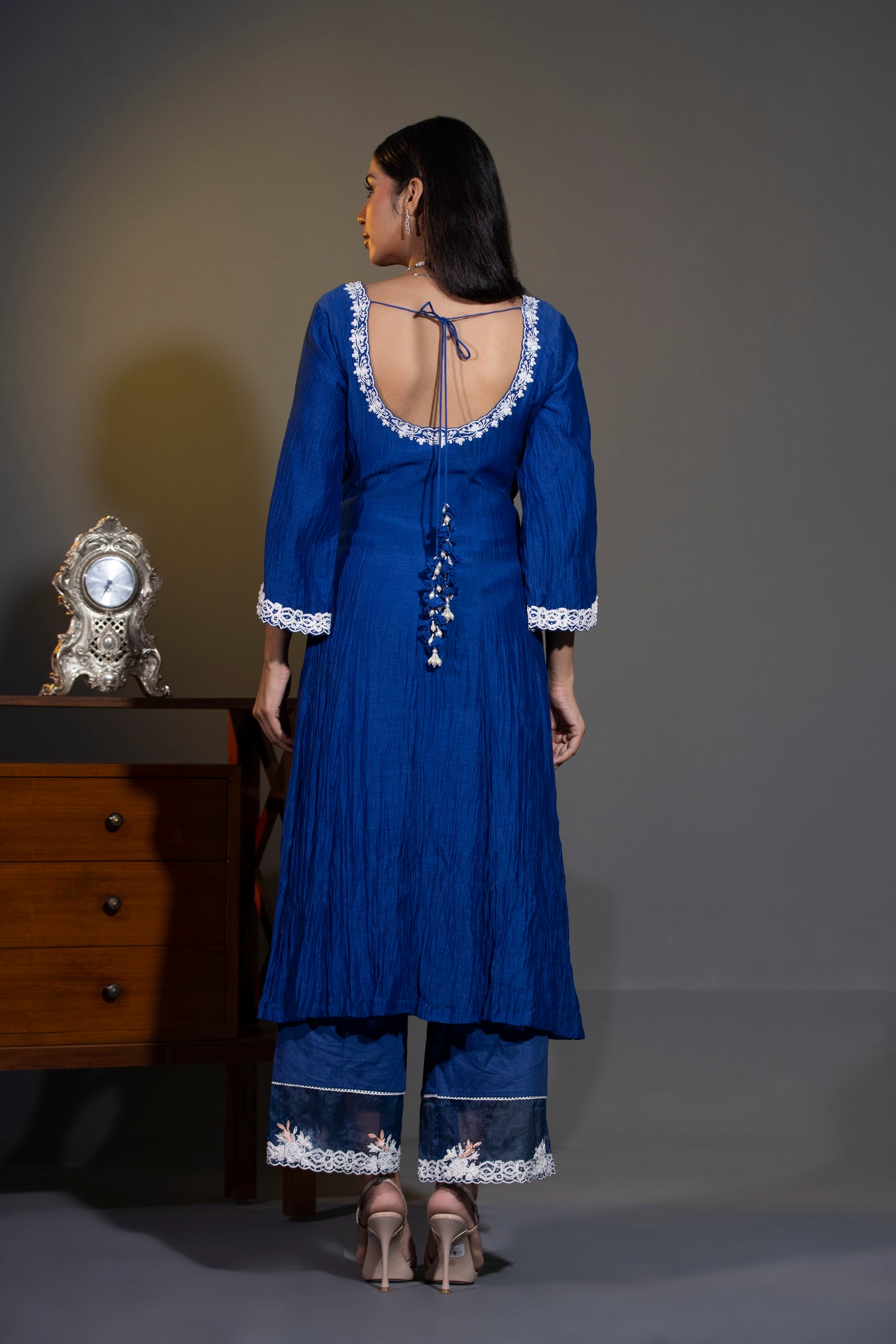 Royal Blue Anarkali with Pants and Dupatta