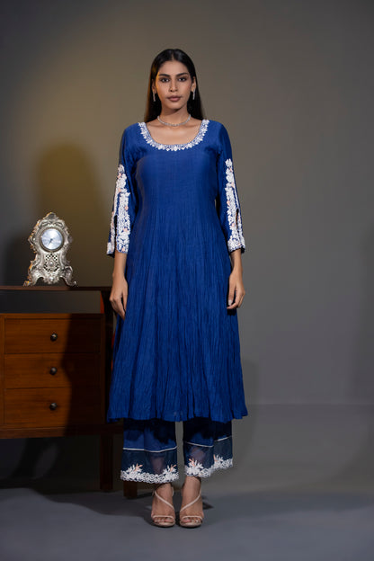 Royal Blue Anarkali with Pants and Dupatta