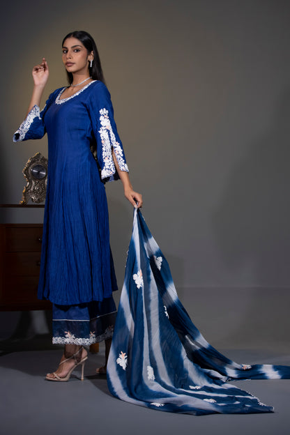 Royal Blue Anarkali with Pants and Dupatta