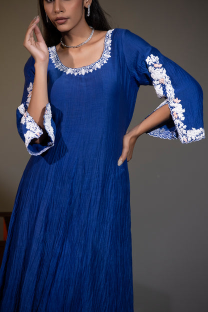 Royal Blue Anarkali with Pants and Dupatta