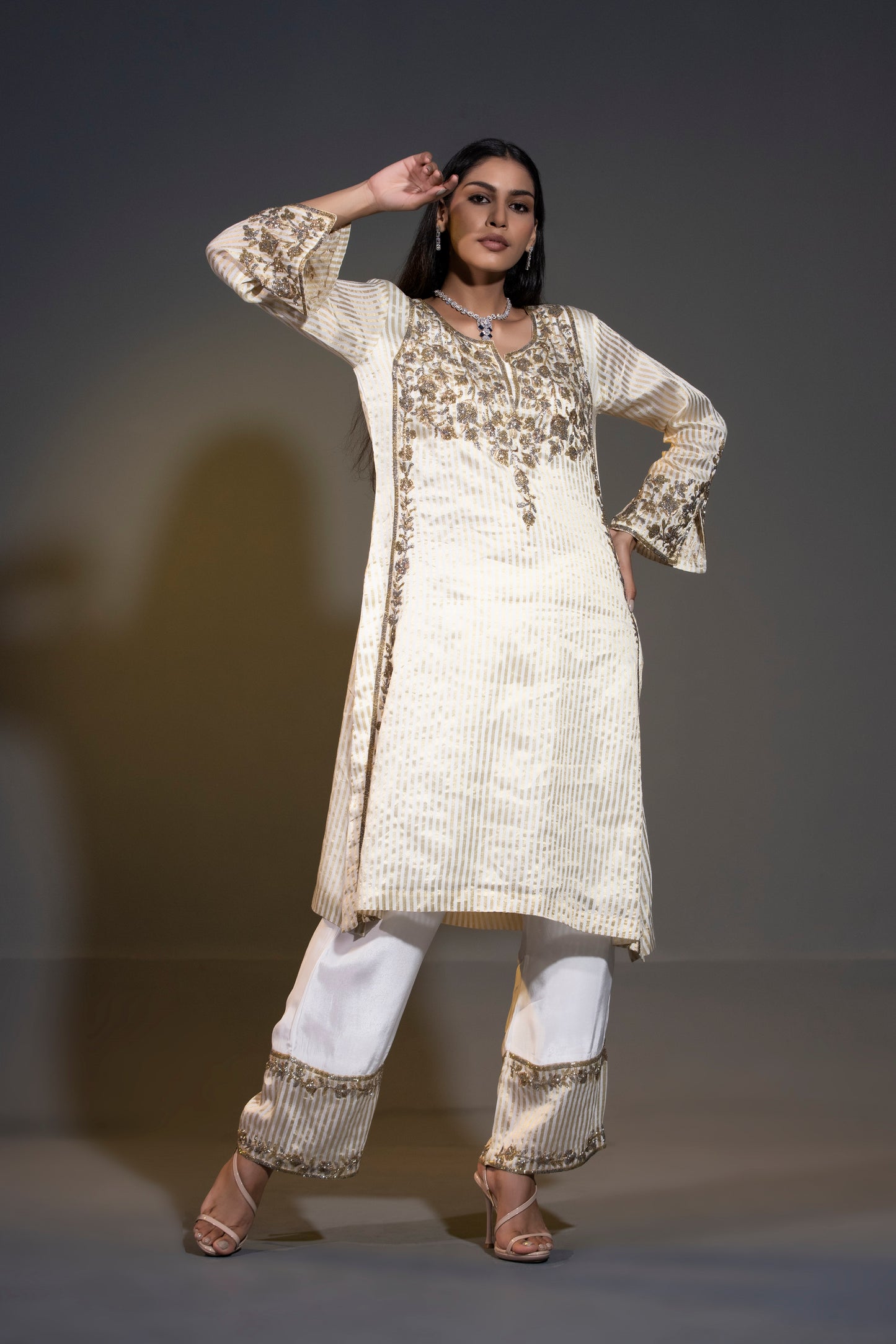 Pure Tissue Kurta Pants and Dupatta