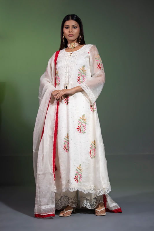 Noor Silk Organza A-Line Kurta with Pants and Dupatta