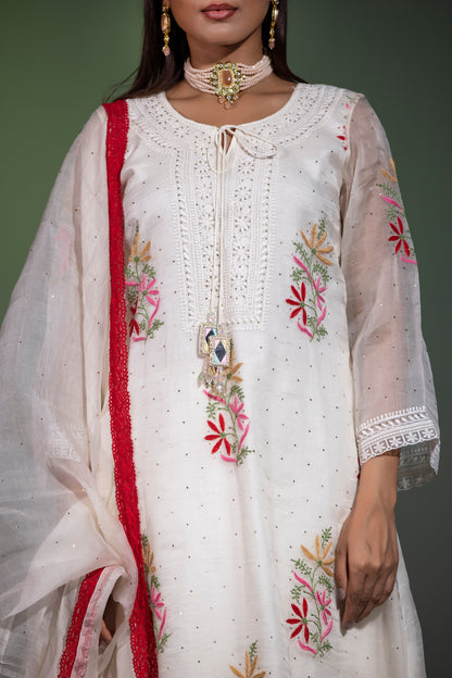 Noor Silk Organza A-Line Kurta with Pants and Dupatta