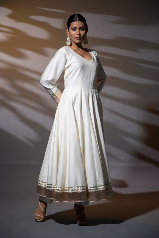 Fiza Ivory Anarkali with Pants and Dupatta