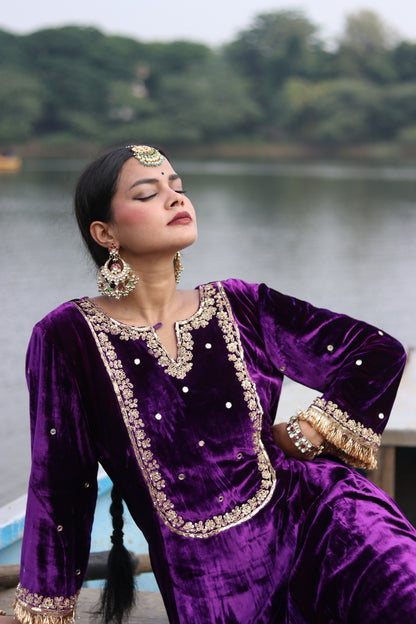 Regal Silk Velvet Suit With Etheral Tissue Dupatta