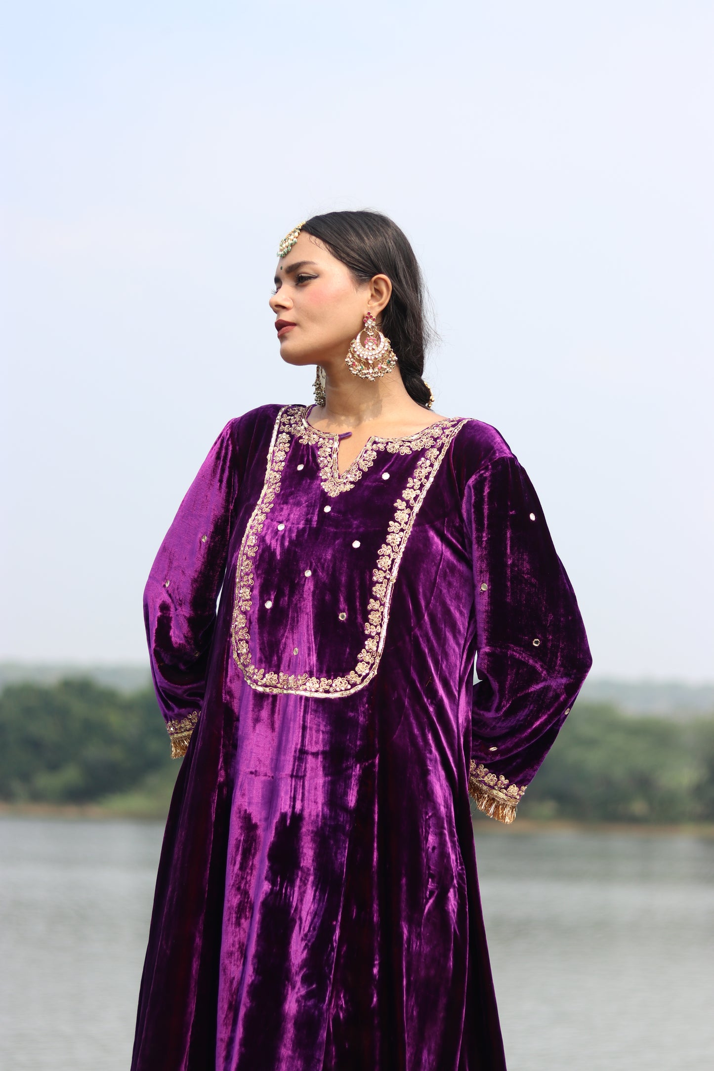 Regal Silk Velvet Suit With Etheral Tissue Dupatta