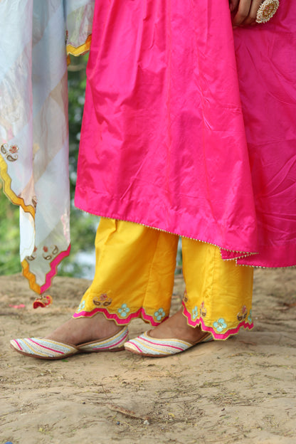 Elegance Redefined Silk Gathered Anarkali With Zari Tissue Dupatta